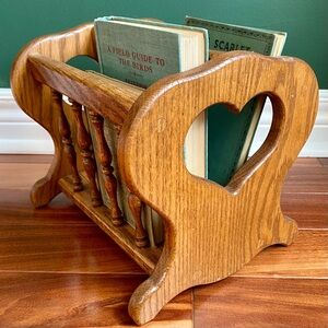 Vintage solid oak book holder